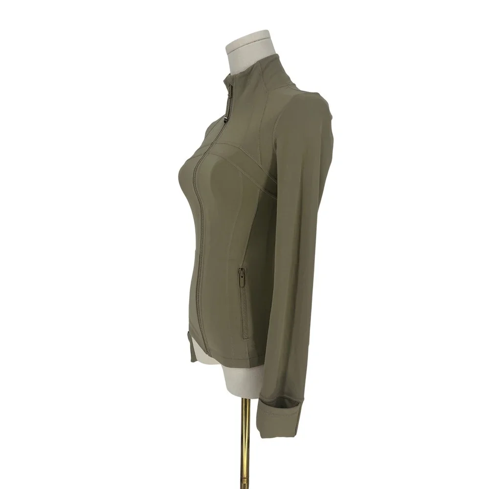 Lululemon Define Jacket Nulu Fog Green Size 2 Slim Fit Thumbholes